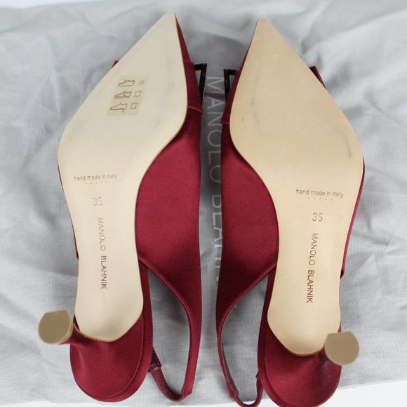 NEW MANOLO BLAHNIK Satin Slingback Pumps - Picture 8 of 9